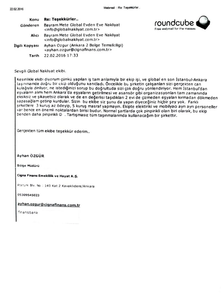 Cigna Finans Emeklilik Referans Mektubu